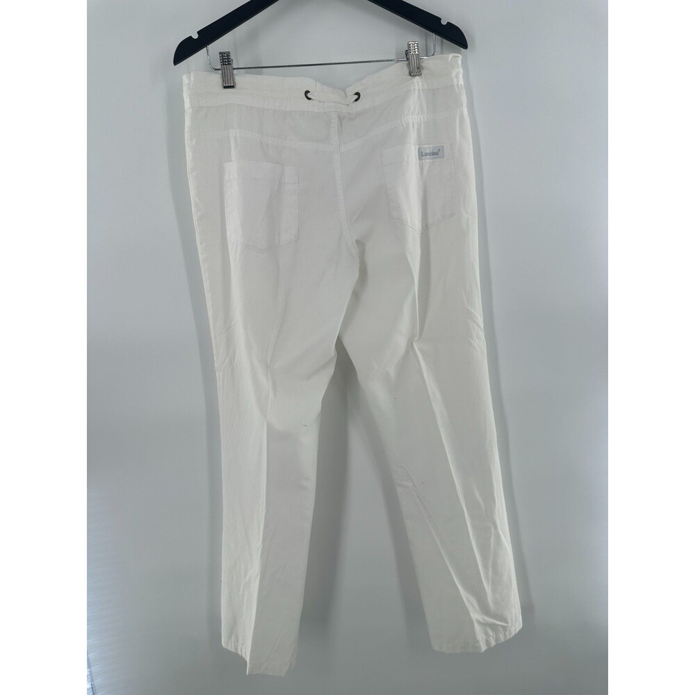 Landau White Drawstring Scrub Pants Medical Uniform Straight Leg Back Pockets XS